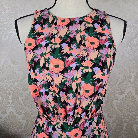 J Crew Mercantile Size 4 Floral Print Sleeveless Dress Ruffle Hem Keyhole Back - Picture 3 of 16